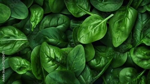 Extreme Closeup of Spinach: Highly Detailed Minimal Style Overhead View AI Generated