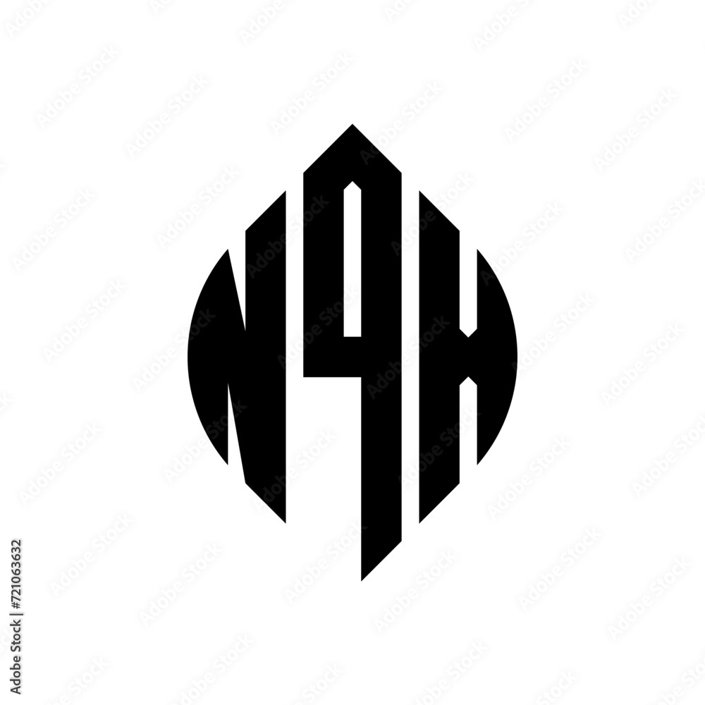 NQX circle letter logo design with circle and ellipse shape. NQX ellipse letters with typographic style. The three initials form a circle logo. NQX circle emblem abstract monogram letter mark vector. NQX circle letter logo design with circle and ellipse shape. NQX ellipse letters with typographic style. The three initials form a circle logo. NQX circle emblem abstract monogram letter mark vector.