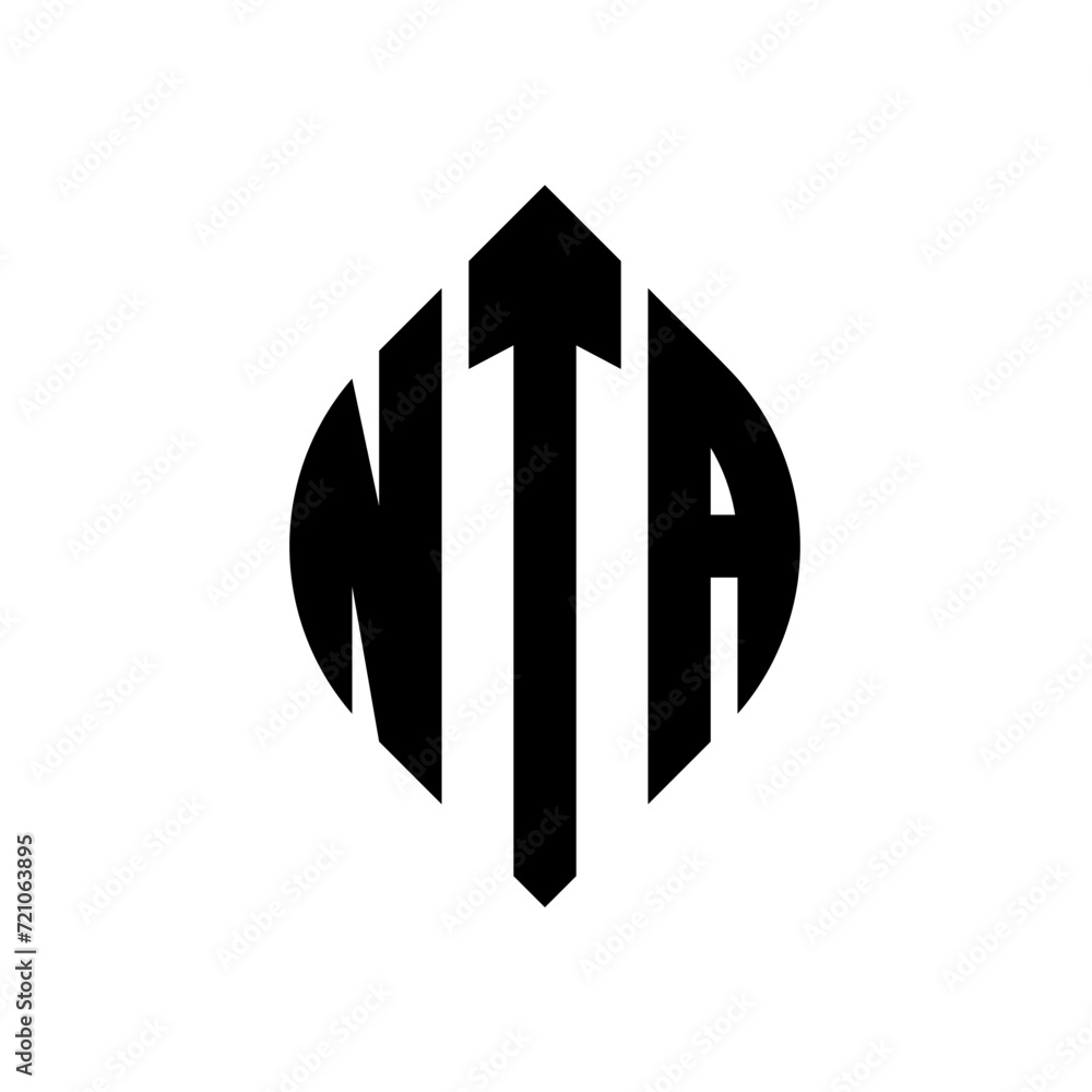 NTA circle letter logo design with circle and ellipse shape. NTA ellipse letters with typographic style. The three initials form a circle logo. NTA circle emblem abstract monogram letter mark vector. NTA circle letter logo design with circle and ellipse shape. NTA ellipse letters with typographic style. The three initials form a circle logo. NTA circle emblem abstract monogram letter mark vector.