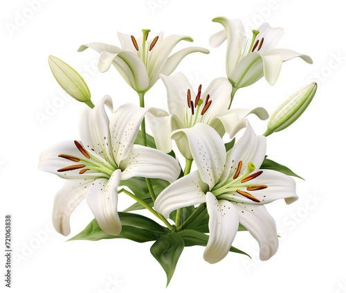 Elegant blooming lilies with buds, cut out © Yeti Studio