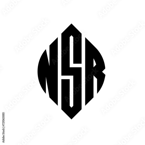 NSR circle letter logo design with circle and ellipse shape. NSR ellipse letters with typographic style. The three initials form a circle logo. NSR circle emblem abstract monogram letter mark vector. photo