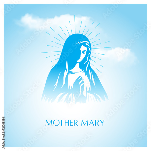 Mother Mary, Mother of God Vector Art Illustration