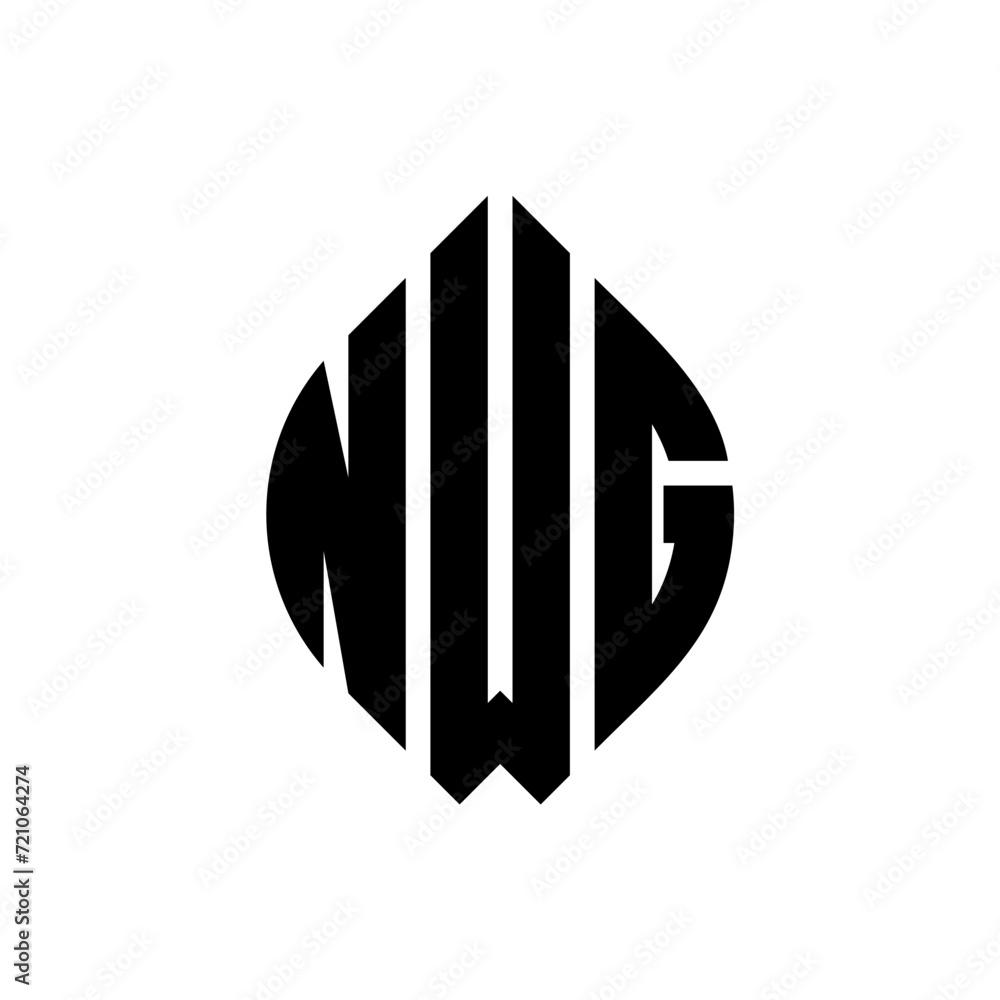 NWG circle letter logo design with circle and ellipse shape. NWG ellipse letters with typographic style. The three initials form a circle logo. NWG circle emblem abstract monogram letter mark vector. NWG circle letter logo design with circle and ellipse shape. NWG ellipse letters with typographic style. The three initials form a circle logo. NWG circle emblem abstract monogram letter mark vector.
