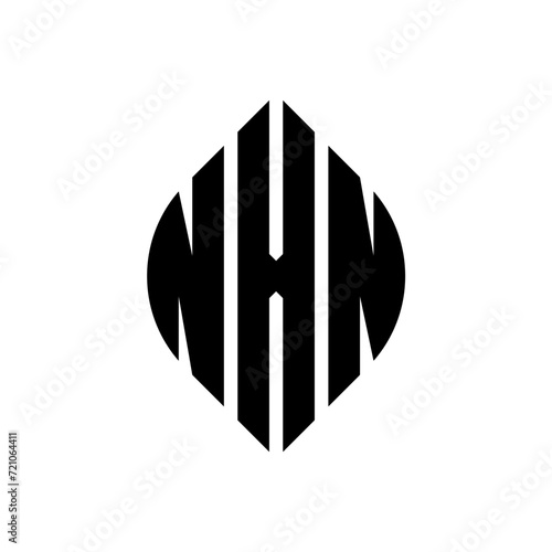 NXN circle letter logo design with circle and ellipse shape. NXN ellipse letters with typographic style. The three initials form a circle logo. NXN circle emblem abstract monogram letter mark vector. photo