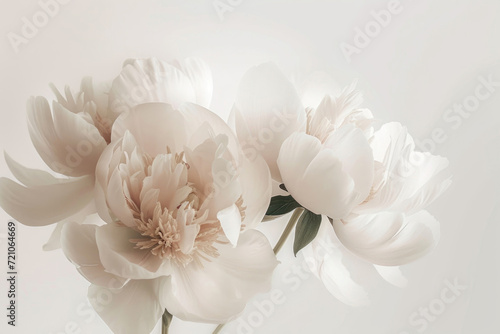 A mesmerizing image featuring isolated peony blooms against a pristine white backdrop