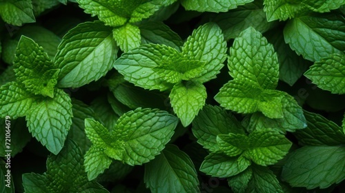 Extreme Closeup of Mint Leaves - Highly Detailed Minimal Style AI Generated