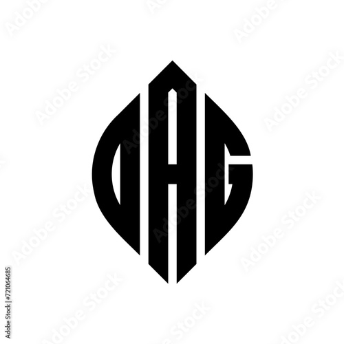 OAG circle letter logo design with circle and ellipse shape. OAG ellipse letters with typographic style. The three initials form a circle logo. OAG circle emblem abstract monogram letter mark vector.