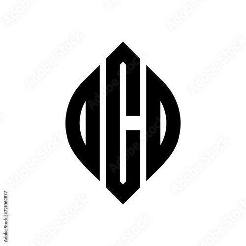 OCD circle letter logo design with circle and ellipse shape. OCD ellipse letters with typographic style. The three initials form a circle logo. OCD circle emblem abstract monogram letter mark vector.