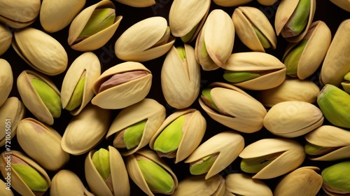 Extreme Closeup of Pistachios: Highly Detailed Minimal Style Overhead View AI Generated