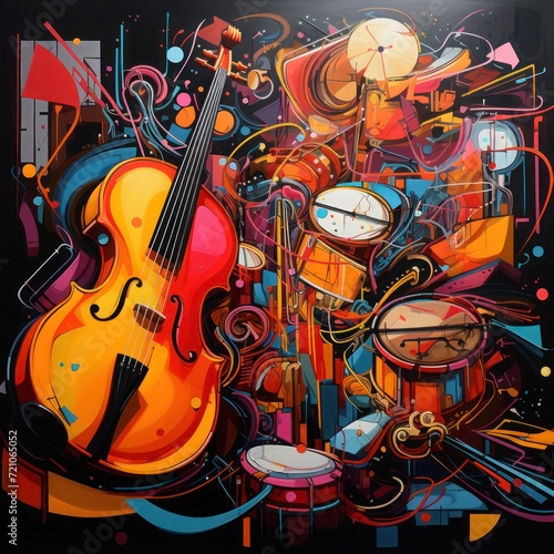 painting of musical instruments with a dark and funky theme © Abdul