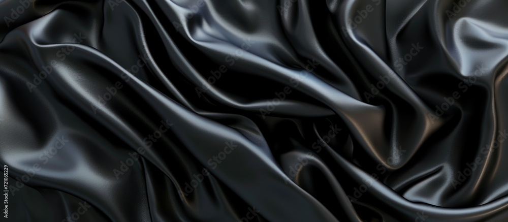 Fototapeta premium Silky grained black leather material with abstract black matter as a backdrop, perfect for design and decoration. 3D rendered illustration.