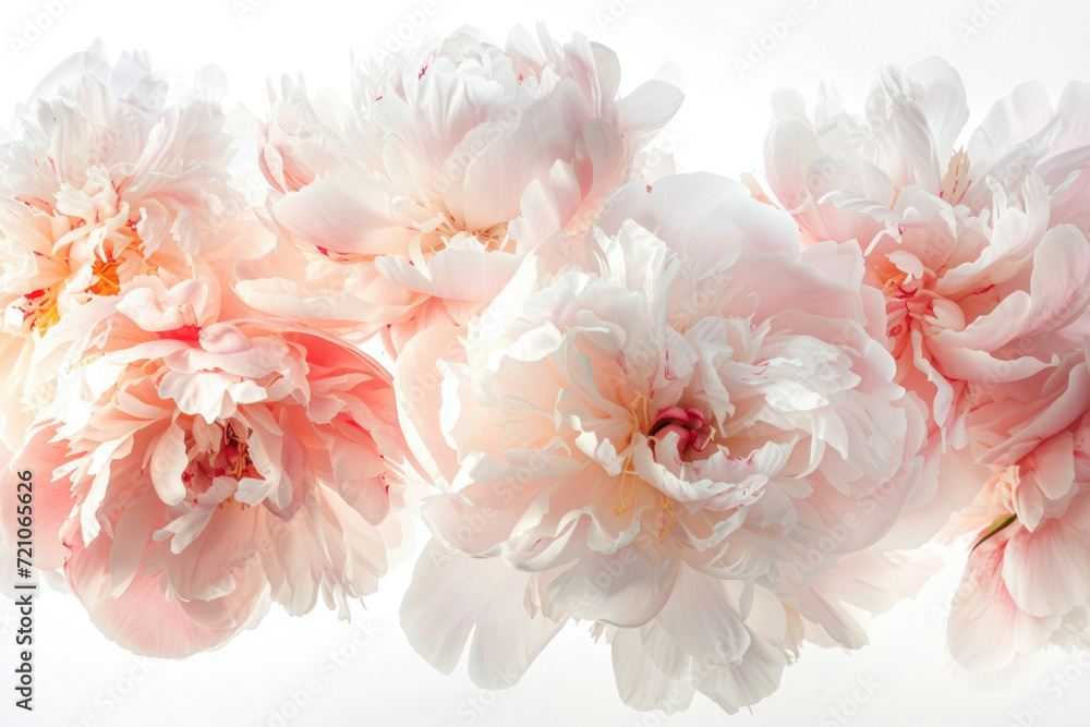 An opulent display of isolated peonies against a luxurious white background