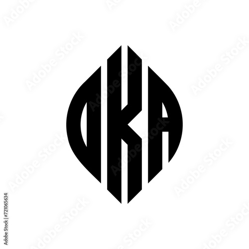 OKA circle letter logo design with circle and ellipse shape. OKA ellipse letters with typographic style. The three initials form a circle logo. OKA circle emblem abstract monogram letter mark vector.