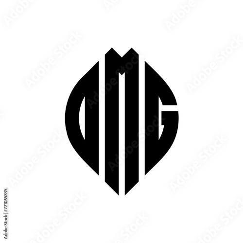 OMG circle letter logo design with circle and ellipse shape. OMG ellipse letters with typographic style. The three initials form a circle logo. OMG circle emblem abstract monogram letter mark vector.