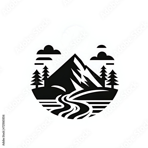illustration design abstract river mountain 