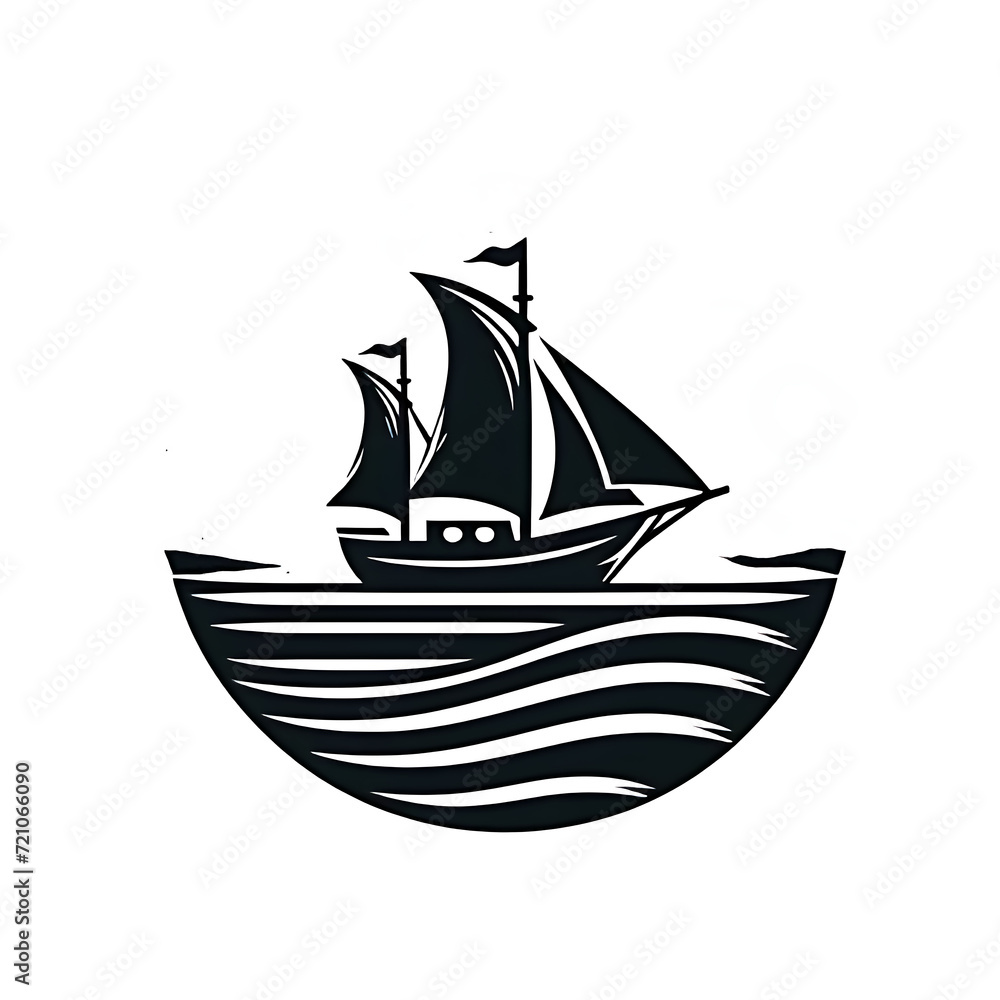 illustration logo design sailing boat