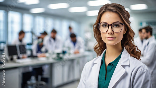 Female medical scientist/doctor with white lab dress in laboratory