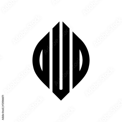 OUD circle letter logo design with circle and ellipse shape. OUD ellipse letters with typographic style. The three initials form a circle logo. OUD circle emblem abstract monogram letter mark vector.