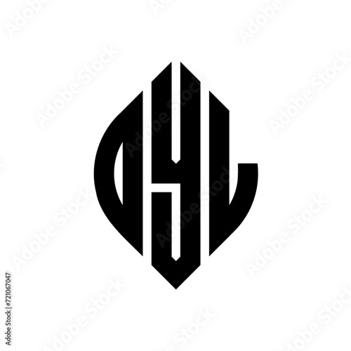 OYL circle letter logo design with circle and ellipse shape. OYL ellipse letters with typographic style. The three initials form a circle logo. OYL circle emblem abstract monogram letter mark vector. photo