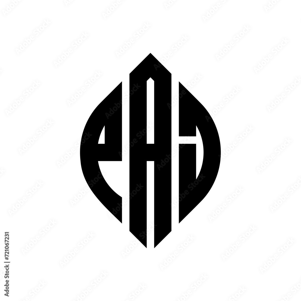 Obraz premium PAJ logo. PAJ letter. PAJ letter logo design. Intitials PAJ logo linked with circle and uppercase monogram logo. PAJ typography for technology, business and real estate brand.