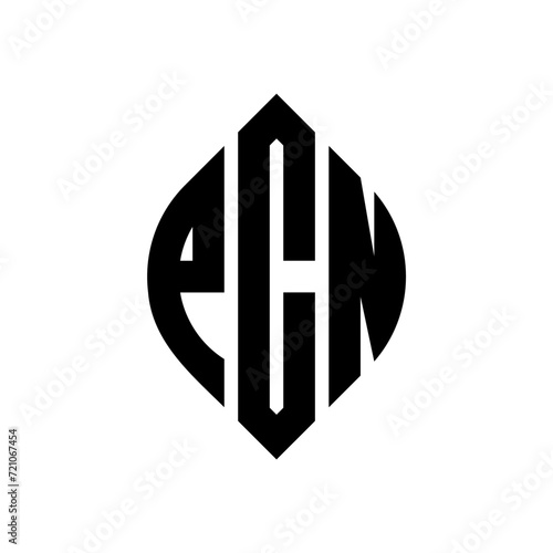 PCN circle letter logo design with circle and ellipse shape. PCN ellipse letters with typographic style. The three initials form a circle logo. PCN circle emblem abstract monogram letter mark vector.