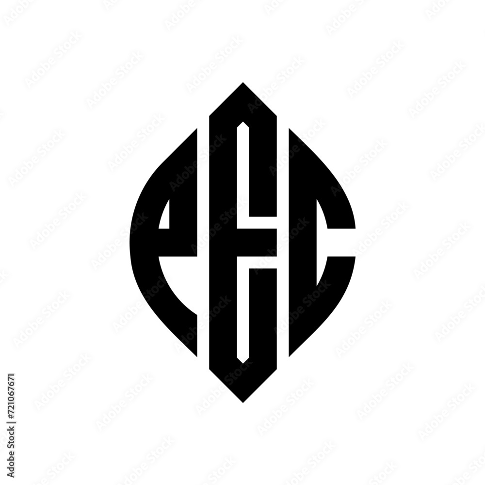 PEC circle letter logo design with circle and ellipse shape. PEC ellipse letters with typographic style. The three initials form a circle logo. PEC circle emblem abstract monogram letter mark vector. PEC circle letter logo design with circle and ellipse shape. PEC ellipse letters with typographic style. The three initials form a circle logo. PEC circle emblem abstract monogram letter mark vector.