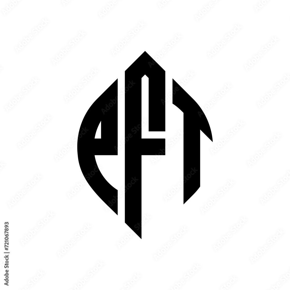 PFT circle letter logo design with circle and ellipse shape. PFT ellipse letters with typographic style. The three initials form a circle logo. PFT circle emblem abstract monogram letter mark vector. PFT circle letter logo design with circle and ellipse shape. PFT ellipse letters with typographic style. The three initials form a circle logo. PFT circle emblem abstract monogram letter mark vector.