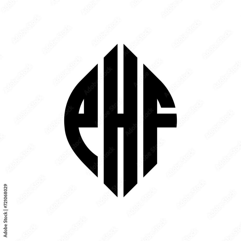 PHF circle letter logo design with circle and ellipse shape. PHF ellipse letters with typographic style. The three initials form a circle logo. PHF circle emblem abstract monogram letter mark vector. PHF circle letter logo design with circle and ellipse shape. PHF ellipse letters with typographic style. The three initials form a circle logo. PHF circle emblem abstract monogram letter mark vector.