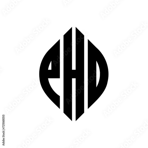 PHO circle letter logo design with circle and ellipse shape. PHO ellipse letters with typographic style. The three initials form a circle logo. PHO circle emblem abstract monogram letter mark vector.