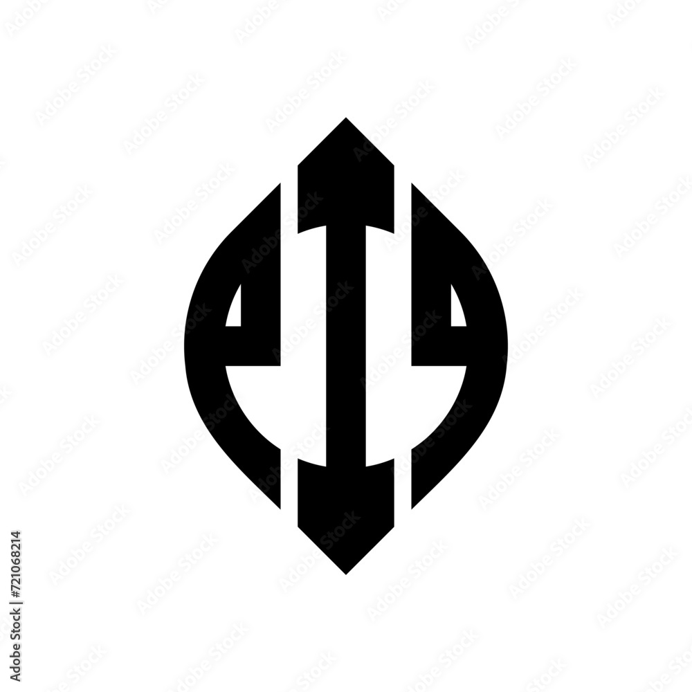 PIQ circle letter logo design with circle and ellipse shape. PIQ ellipse letters with typographic style. The three initials form a circle logo. PIQ circle emblem abstract monogram letter mark vector. PIQ circle letter logo design with circle and ellipse shape. PIQ ellipse letters with typographic style. The three initials form a circle logo. PIQ circle emblem abstract monogram letter mark vector.