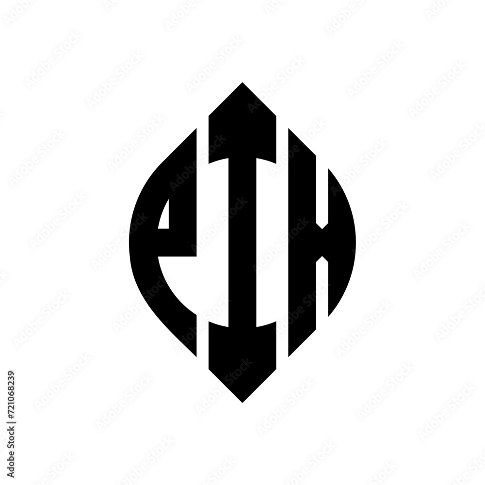 PIX circle letter logo design with circle and ellipse shape. PIX ellipse letters with typographic style. The three initials form a circle logo. PIX circle emblem abstract monogram letter mark vector. PIX circle letter logo design with circle and ellipse shape. PIX ellipse letters with typographic style. The three initials form a circle logo. PIX circle emblem abstract monogram letter mark vector.