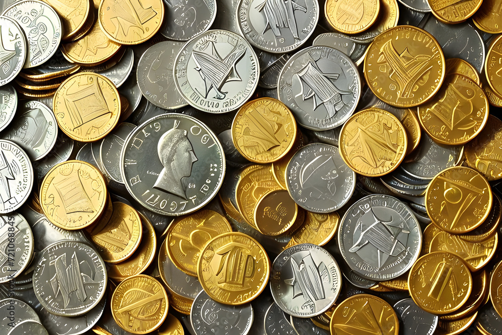 coins and bills. Generative AI coins and bills. Generative AI