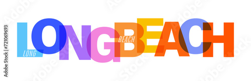 LONG BEACH. The name of the city on a white background. Vector design template for poster, postcard, banner