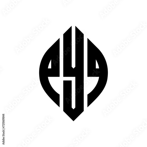 PYQ circle letter logo design with circle and ellipse shape. PYQ ellipse letters with typographic style. The three initials form a circle logo. PYQ circle emblem abstract monogram letter mark vector.