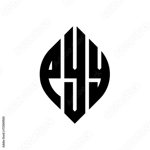 PYY circle letter logo design with circle and ellipse shape. PYY ellipse letters with typographic style. The three initials form a circle logo. PYY circle emblem abstract monogram letter mark vector. photo