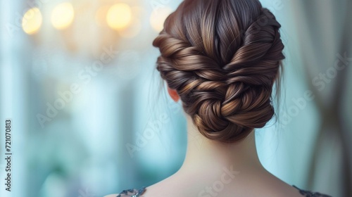 Elegant and timeless women's chignon bun with intricate twists and braids, perfect for formal occasions or adding a touch of sophistication to daily wear.