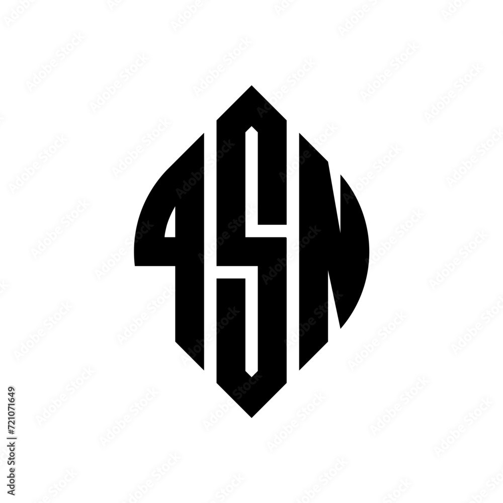 QSN circle letter logo design with circle and ellipse shape. QSN ellipse letters with typographic style. The three initials form a circle logo. QSN circle emblem abstract monogram letter mark vector. QSN circle letter logo design with circle and ellipse shape. QSN ellipse letters with typographic style. The three initials form a circle logo. QSN circle emblem abstract monogram letter mark vector.