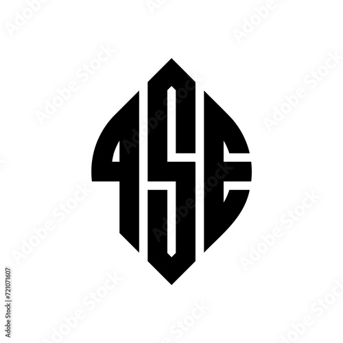 QSE circle letter logo design with circle and ellipse shape. QSE ellipse letters with typographic style. The three initials form a circle logo. QSE circle emblem abstract monogram letter mark vector. photo