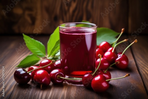 Refreshing Minimal Style Cherry Juice in Glass AI Generated