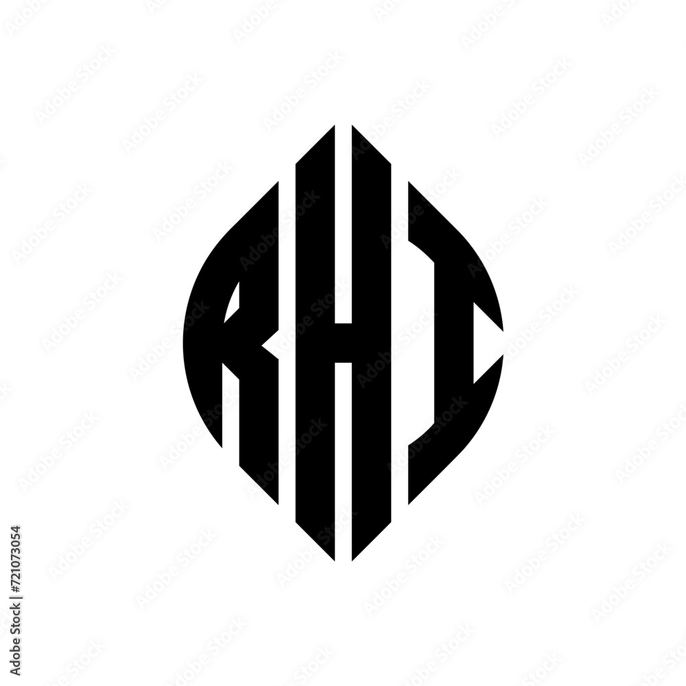 RHI circle letter logo design with circle and ellipse shape. RHI ellipse letters with typographic style. The three initials form a circle logo. RHI circle emblem abstract monogram letter mark vector. RHI circle letter logo design with circle and ellipse shape. RHI ellipse letters with typographic style. The three initials form a circle logo. RHI circle emblem abstract monogram letter mark vector.