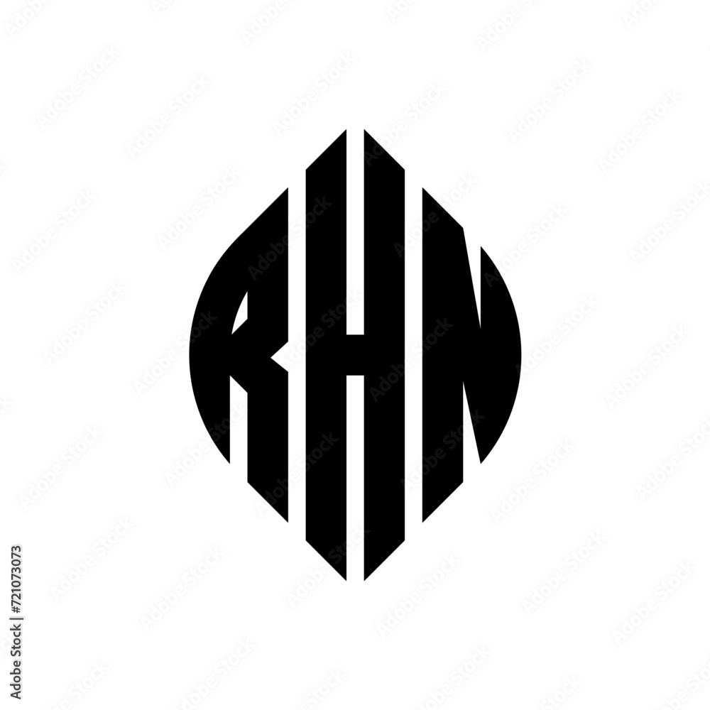 RHN circle letter logo design with circle and ellipse shape. RHN ellipse letters with typographic style. The three initials form a circle logo. RHN circle emblem abstract monogram letter mark vector. RHN circle letter logo design with circle and ellipse shape. RHN ellipse letters with typographic style. The three initials form a circle logo. RHN circle emblem abstract monogram letter mark vector.