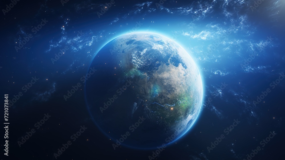Earth Planet in Space. Celestial, Cosmic, Solar System, Astronomy, Universe, Galactic, Planetary
