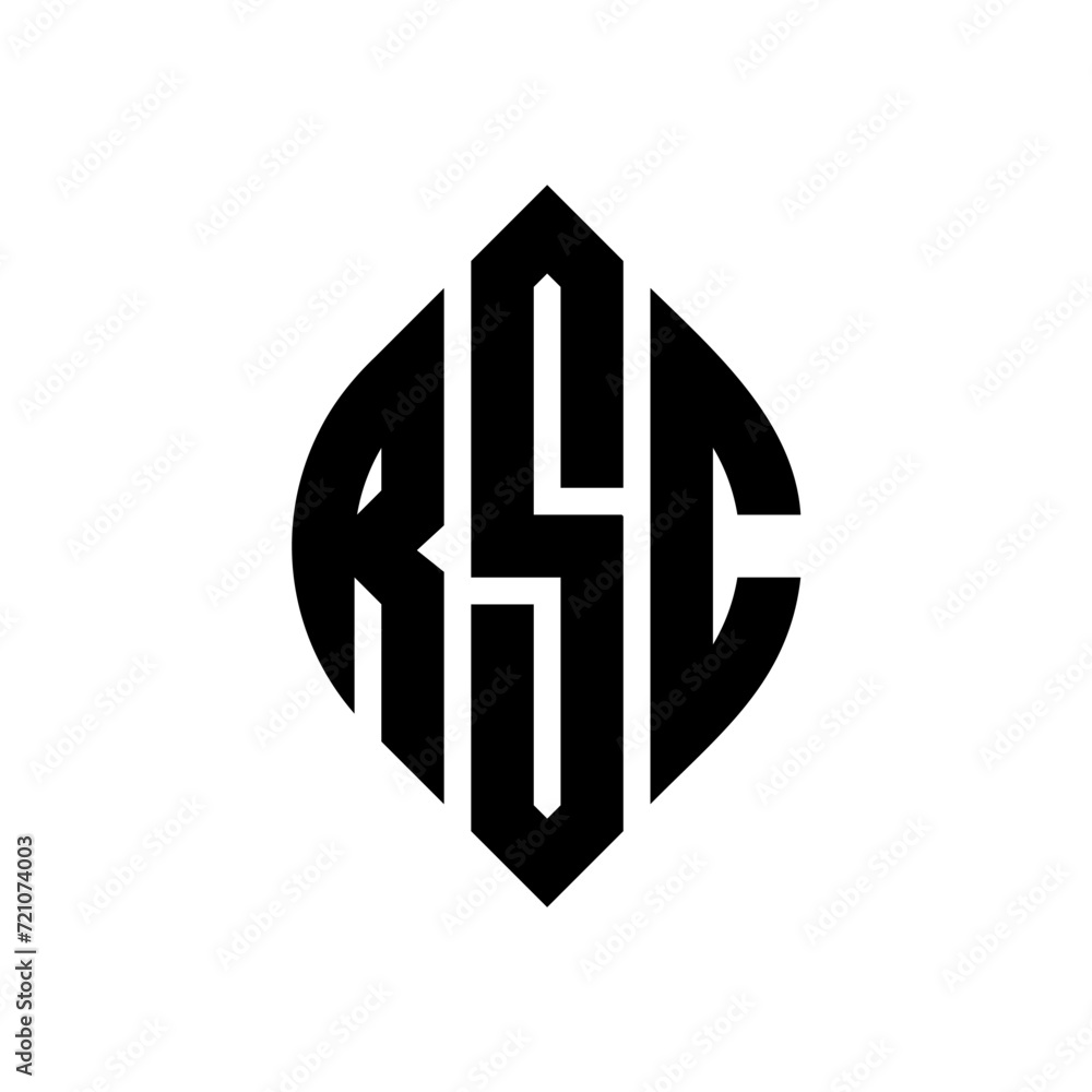 RSC circle letter logo design with circle and ellipse shape. RSC ellipse letters with typographic style. The three initials form a circle logo. RSC circle emblem abstract monogram letter mark vector. RSC circle letter logo design with circle and ellipse shape. RSC ellipse letters with typographic style. The three initials form a circle logo. RSC circle emblem abstract monogram letter mark vector.