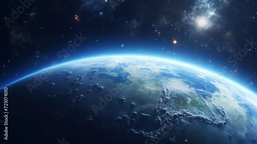 Earth Planet in Space. Celestial, Cosmic, Solar System, Astronomy, Universe, Galactic, Planetary © Humam
