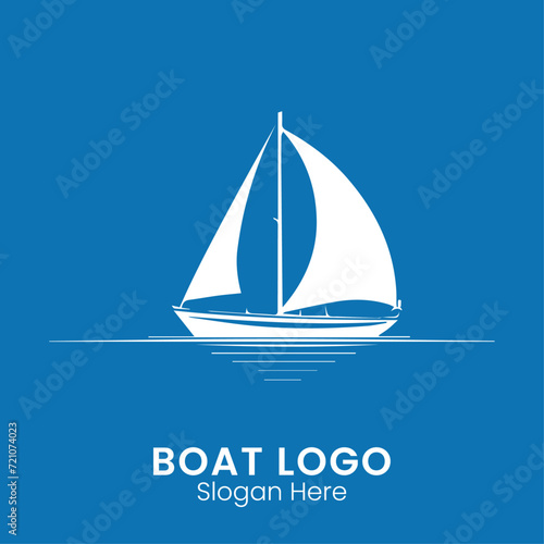 minimalist Boat logo design template premium