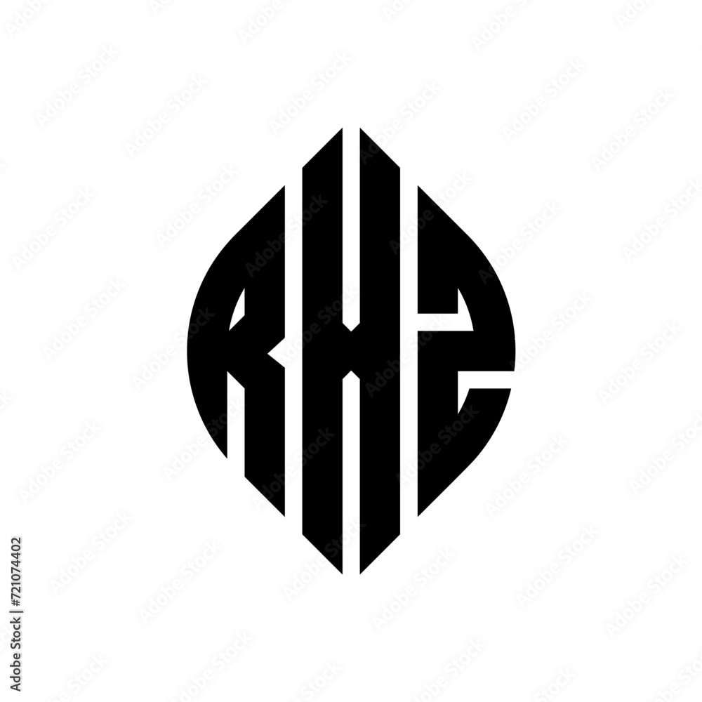 RXZ circle letter logo design with circle and ellipse shape. RXZ ellipse letters with typographic style. The three initials form a circle logo. RXZ circle emblem abstract monogram letter mark vector. RXZ circle letter logo design with circle and ellipse shape. RXZ ellipse letters with typographic style. The three initials form a circle logo. RXZ circle emblem abstract monogram letter mark vector.