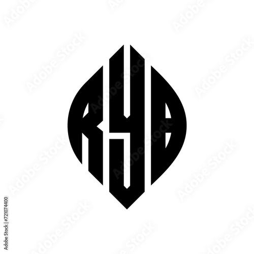 RYB circle letter logo design with circle and ellipse shape. RYB ellipse letters with typographic style. The three initials form a circle logo. RYB circle emblem abstract monogram letter mark vector.