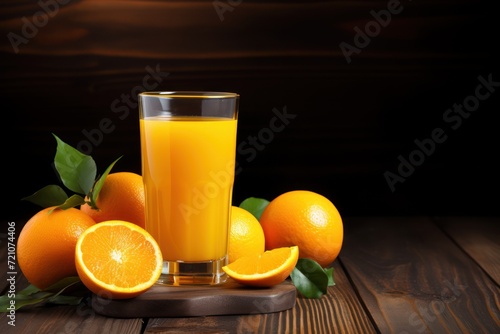 Refreshing Minimal Style Orange Juice in Glass AI Generated