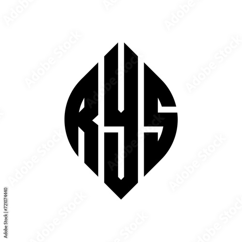 RYS circle letter logo design with circle and ellipse shape. RYS ellipse letters with typographic style. The three initials form a circle logo. RYS circle emblem abstract monogram letter mark vector.