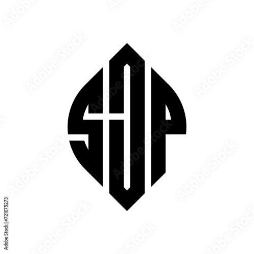 SJP circle letter logo design with circle and ellipse shape. SJP ellipse letters with typographic style. The three initials form a circle logo. SJP circle emblem abstract monogram letter mark vector. photo